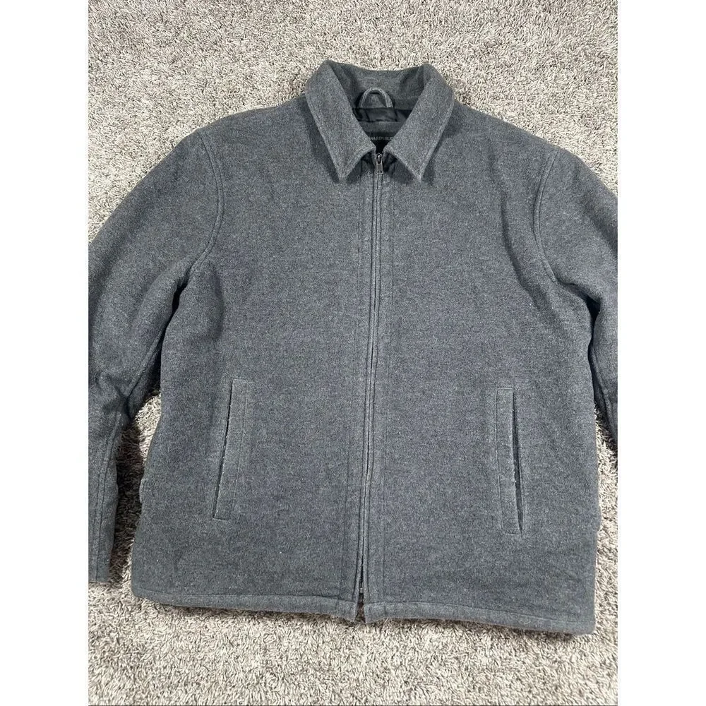 vintage y2k banana republic virgin wool cashmere gray zip up collar jacket men L